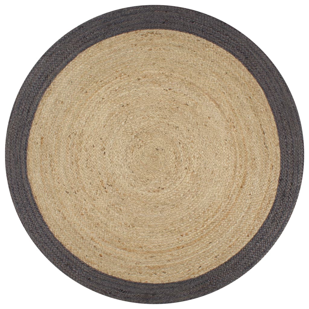 vidaXL Handmade Rug Jute with Dark Grey Border 90 cm