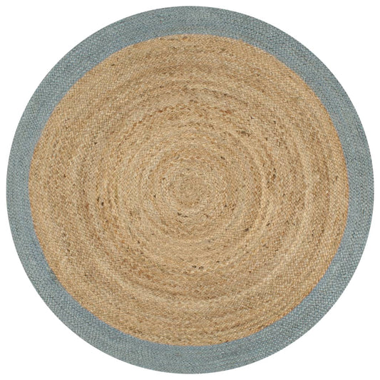 vidaXL Handmade Rug Jute with Olive Green Border 150 cm