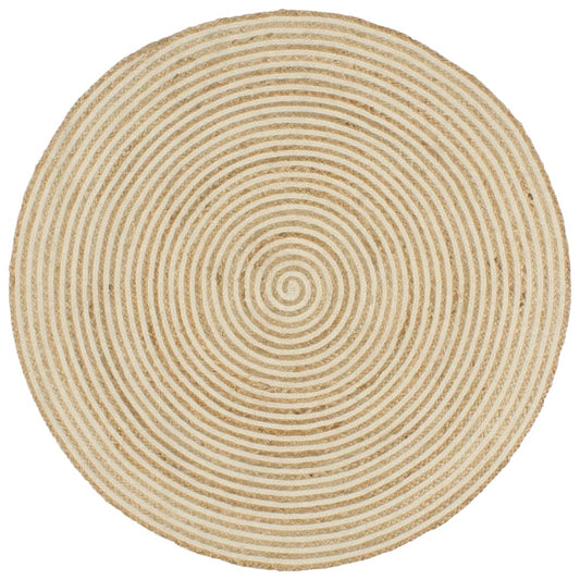 vidaXL Handmade Rug Jute with Spiral Design White 120 cm