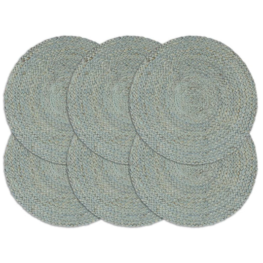 vidaXL Placemats 6 pcs Plain Olive Green 38 cm Round Jute