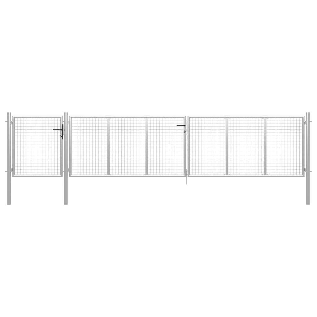 vidaXL Garden Gate Steel 500x100 cm Silver