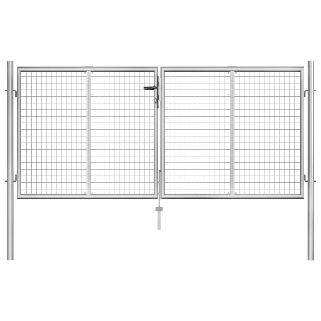 vidaXL Garden Gate Galvanised Steel 306x150 cm Silver