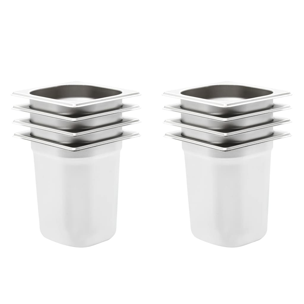 vidaXL Gastronorm Containers 8 pcs GN 1/6 200 mm Stainless Steel