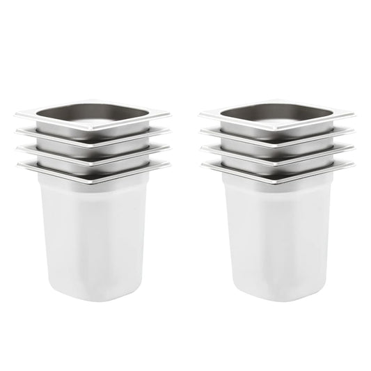 vidaXL Gastronorm Containers 8 pcs GN 1/6 200 mm Stainless Steel