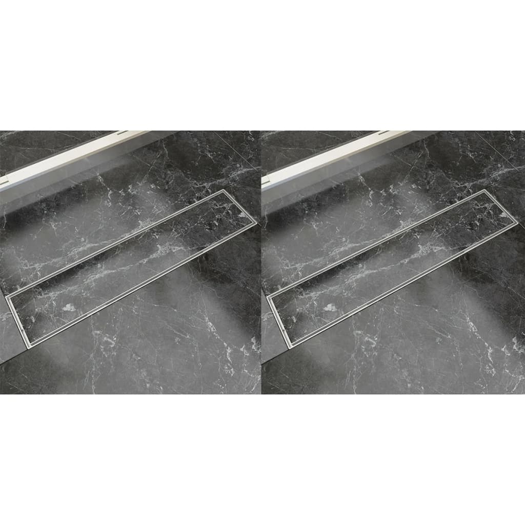 vidaXL Linear Shower Drain 2 pcs 530x140 mm Stainless Steel