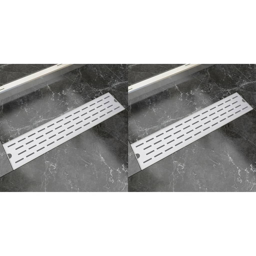 vidaXL Linear Shower Drain 2 pcs Line 530x140 mm Stainless Steel