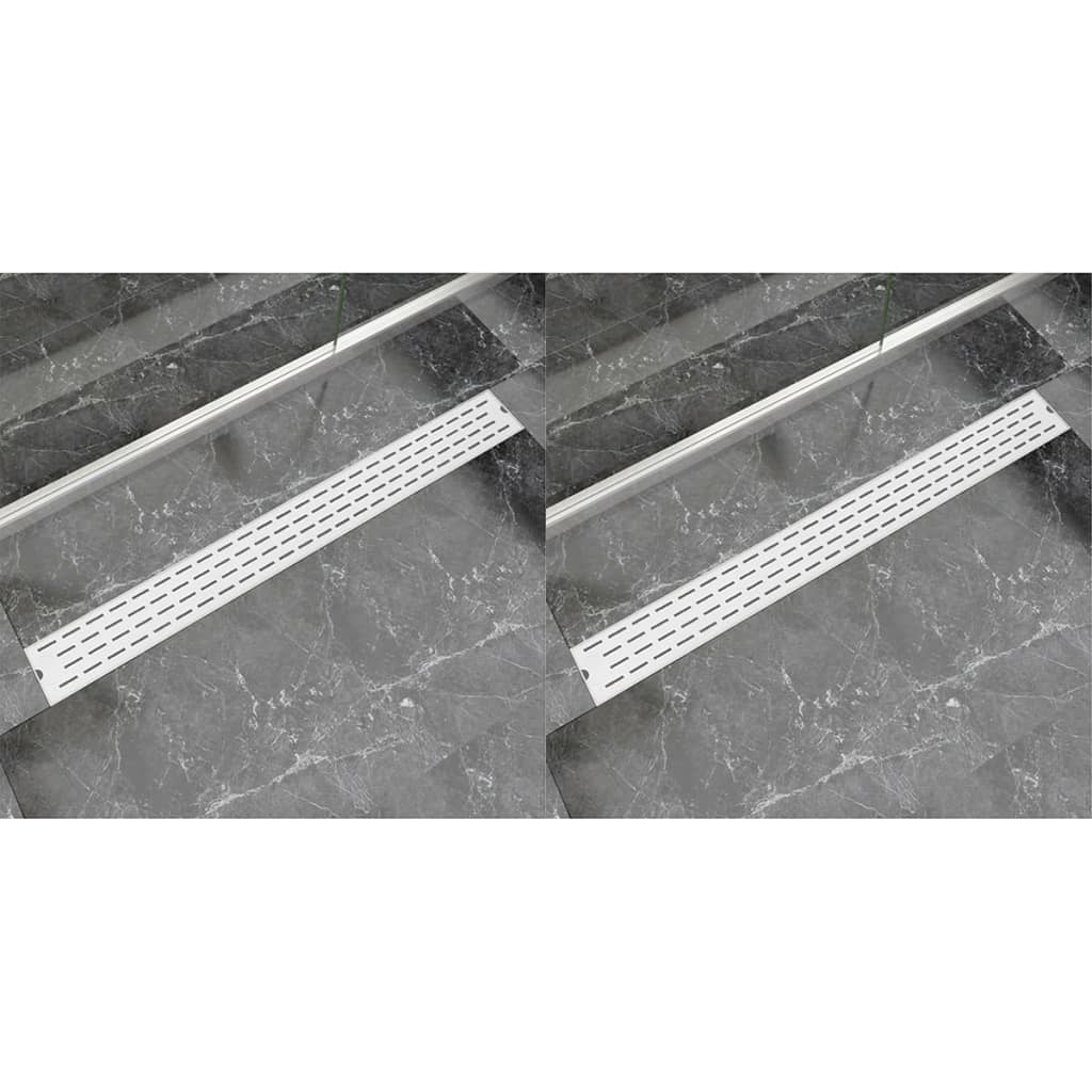 vidaXL Linear Shower Drain 2 pcs Line 1030x140 mm Stainless Steel