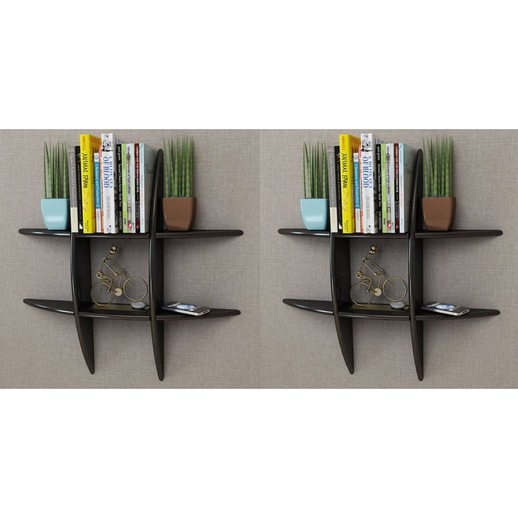 vidaXL Wall Shelves 2 pcs Black