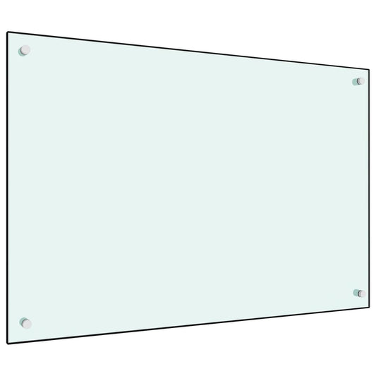vidaXL Kitchen Backsplash White 90x60 cm Tempered Glass