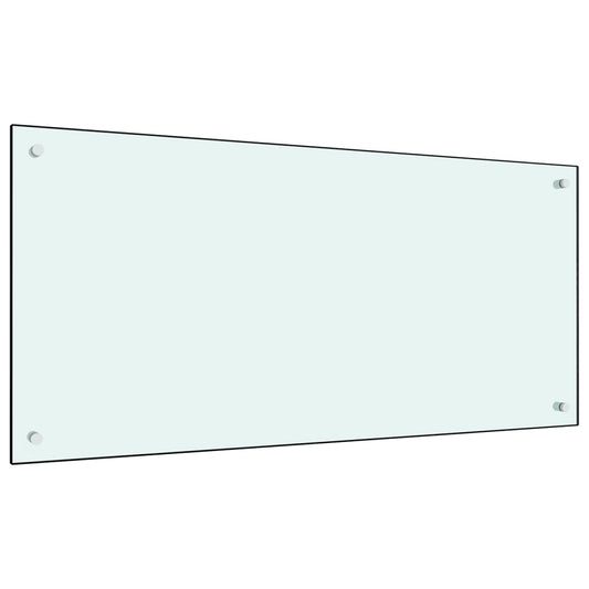 vidaXL Kitchen Backsplash White 100x50 cm Tempered Glass