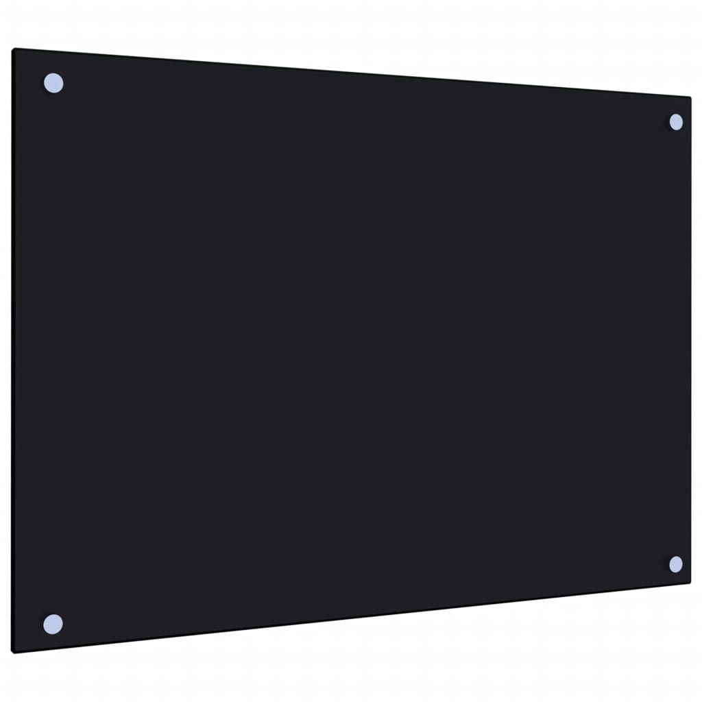 vidaXL Kitchen Backsplash Black 70x50 cm Tempered Glass