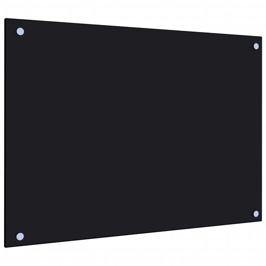 vidaXL Kitchen Backsplash Black 70x50 cm Tempered Glass