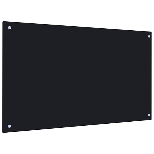vidaXL Kitchen Backsplash Black 100x60 cm Tempered Glass