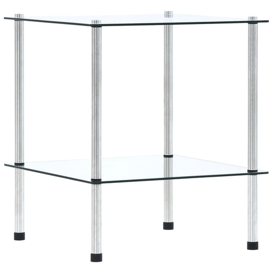 vidaXL 2-Tier Shelf Transparent 40x40x47 cm Tempered Glass