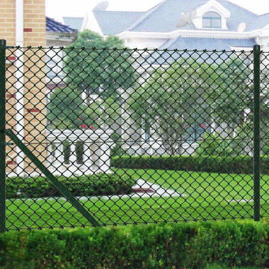 vidaXL Chain Link Fence with Posts Steel 0,8x25 m Green