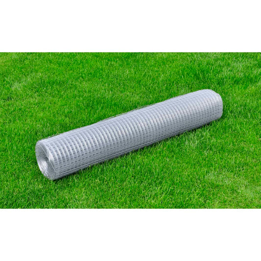 vidaXL Chicken Wire Fence Galvanised Steel 25x1 m Silver