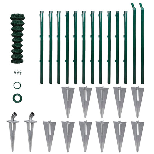 vidaXL Chain Link Fence with Posts Spike Steel 1,0x25 m