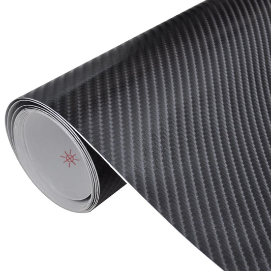 vidaXL Carbon Fiber Vinyl Car Film 4D Black 152 x 200 cm