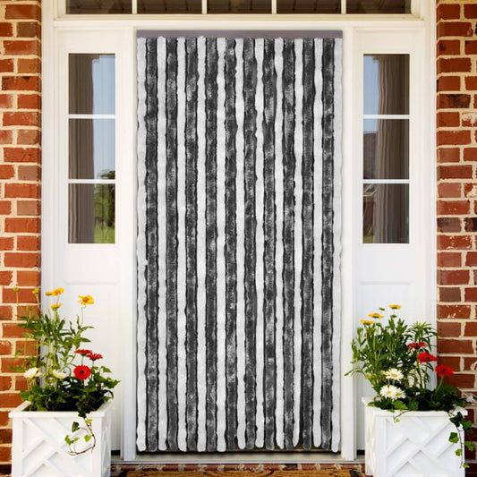 vidaXL Insect Curtain Grey and White 90x220 cm Chenille