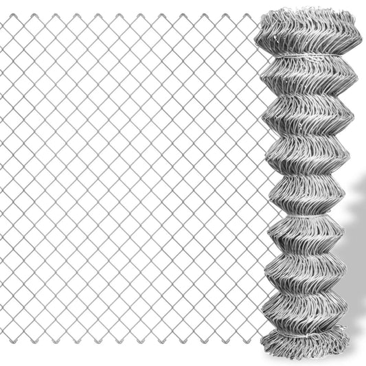 vidaXL Chain Link Fence Galvanised Steel 15x1 m Silver