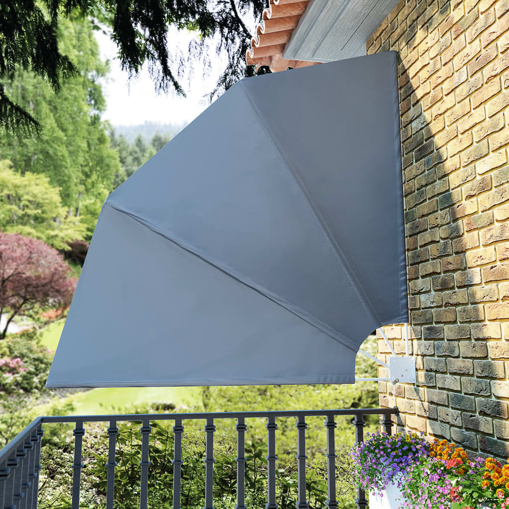 vidaXL Collapsible Balcony Side Awning Grey 210x210 cm