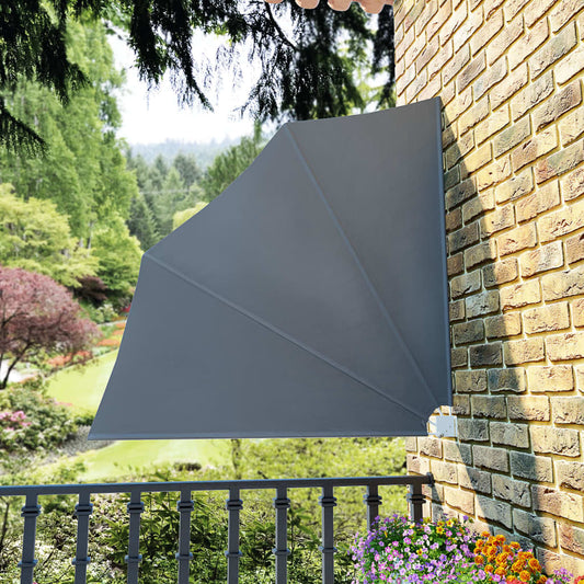 vidaXL Collapsible Balcony Side Awning Grey 140x140 cm
