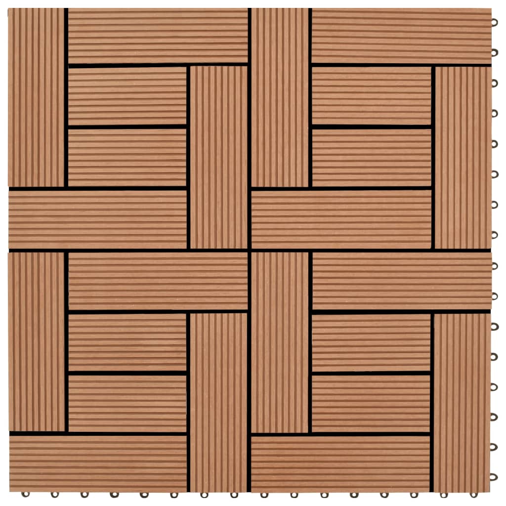 Brown 11 pcs 30 x 30 cm Decking Tiles WPC 1 sqm