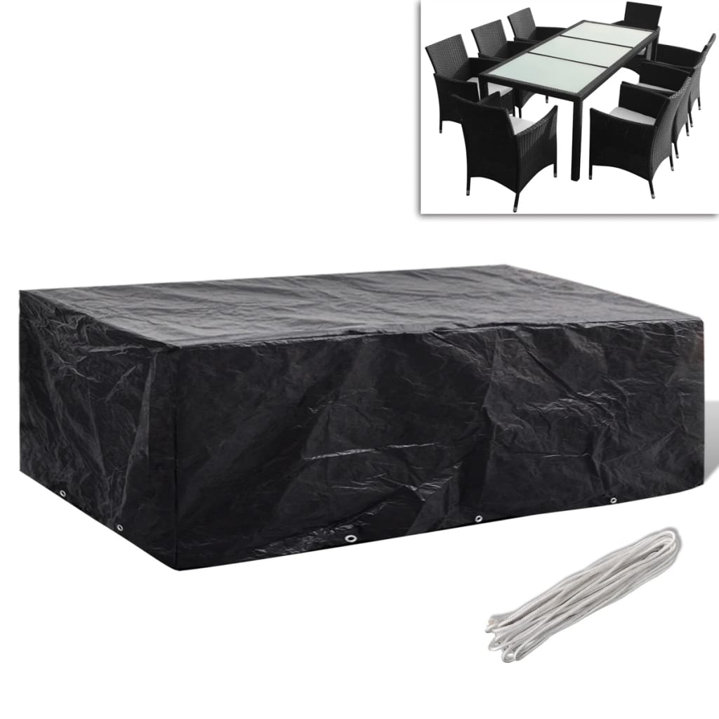 vidaXL Garden Furniture Cover 8 Person Poly Rattan Set 10 Eyelets 300x140cm