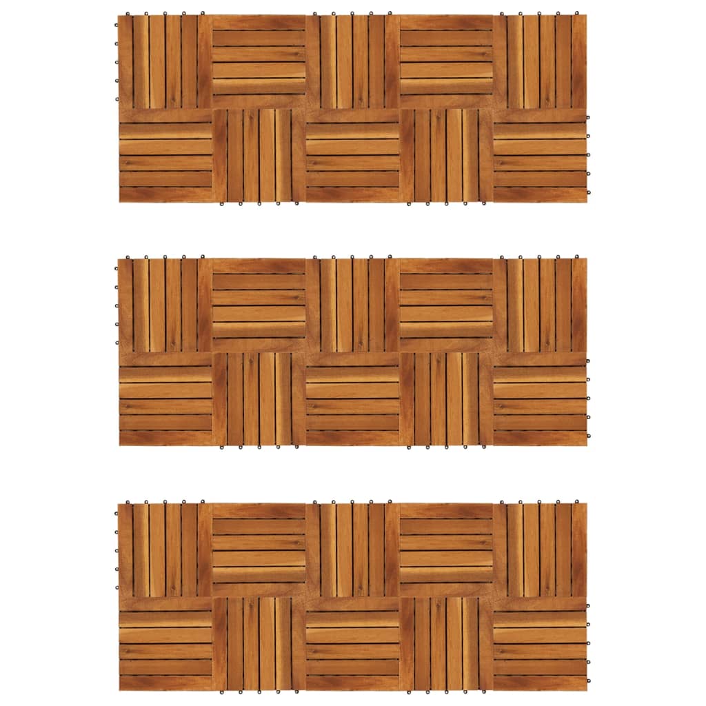 Decking Tiles Vertical Pattern 30 x 30 cm Acacia Set of 30
