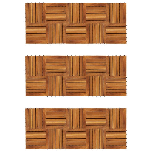 Decking Tiles Vertical Pattern 30 x 30 cm Acacia Set of 30