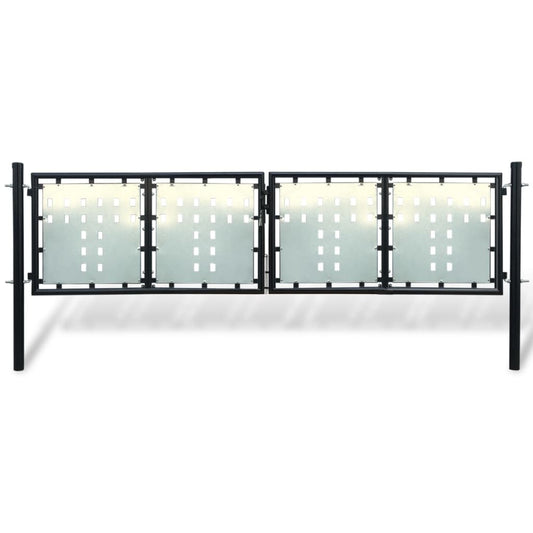 vidaXL Black Double Door Fence Gate 300 x 150 cm