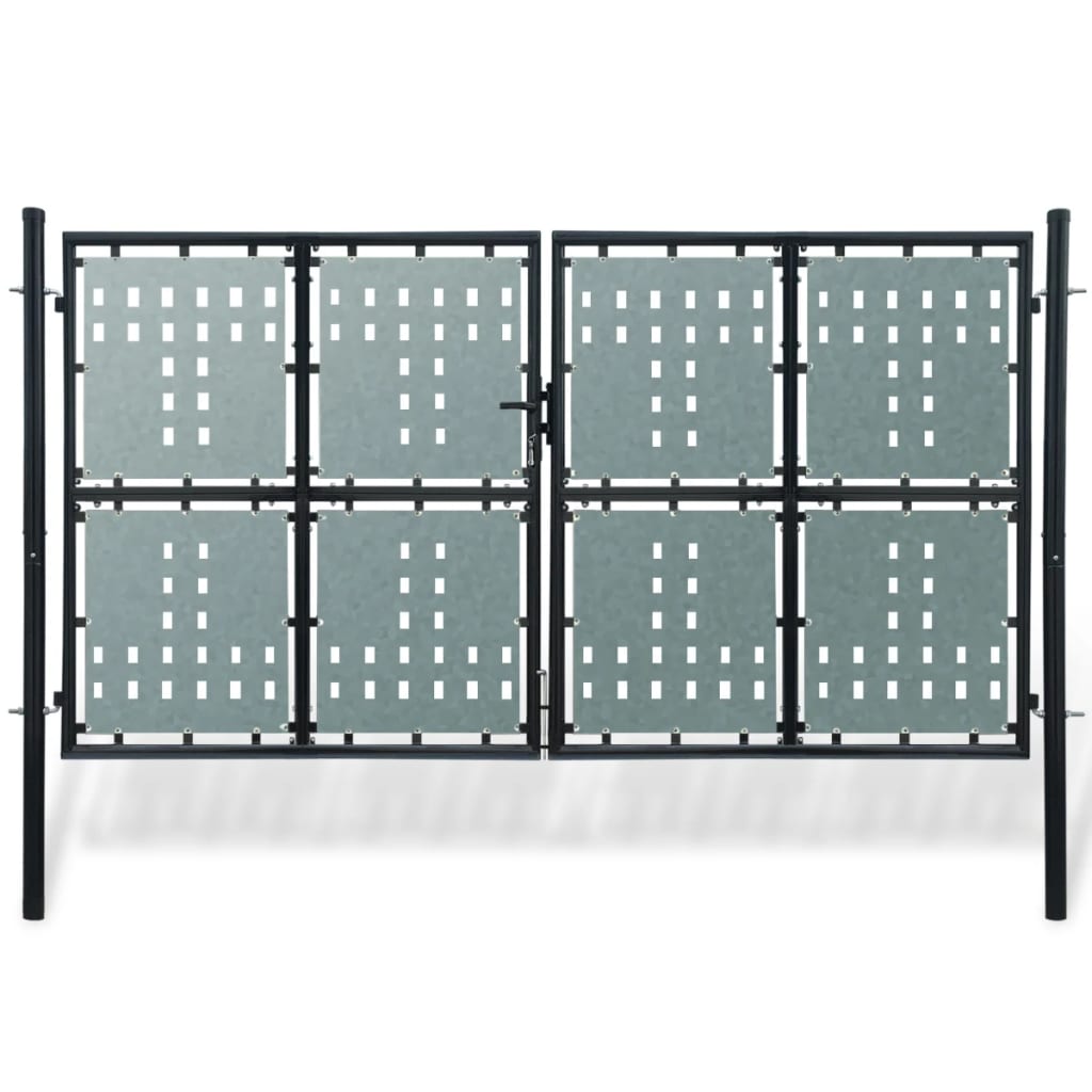 vidaXL Black Double Door Fence Gate 300 x 250 cm