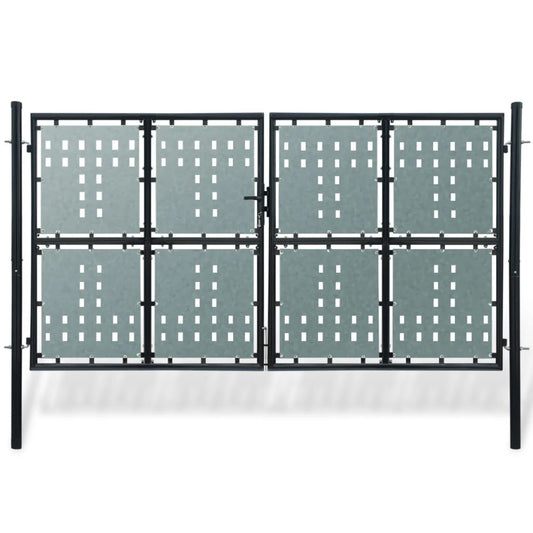 vidaXL Black Double Door Fence Gate 300 x 250 cm