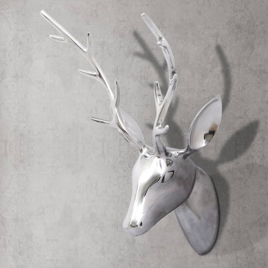 Wall Mounted Aluminium Deer‰۪s Head Decoration Silver 62 cm
