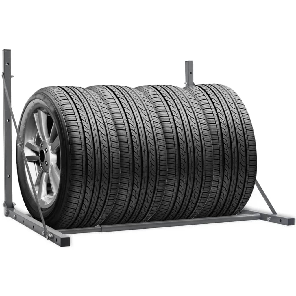vidaXL Tyre Rack Silver Steel