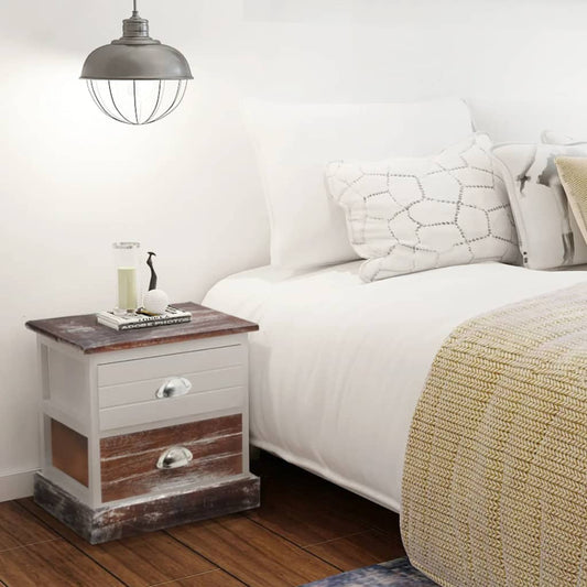 vidaXL Bedside Cabinet Brown and White