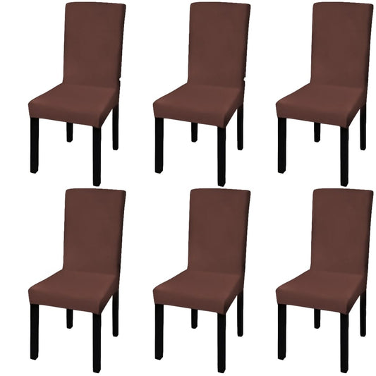 vidaXL Straight Stretchable Chair Cover 6 pcs Brown