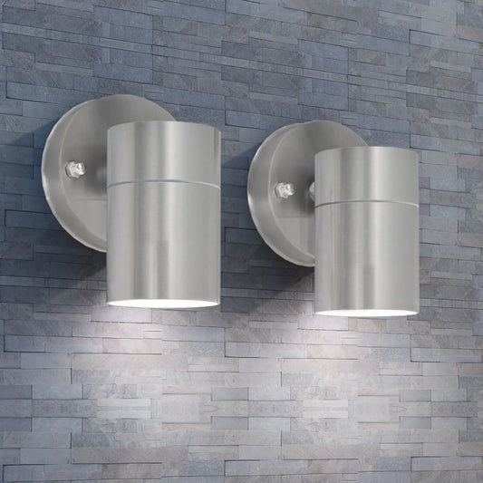 vidaXL Outdoor LED Wall Lights 2 pcs Stainless Steel Downwards