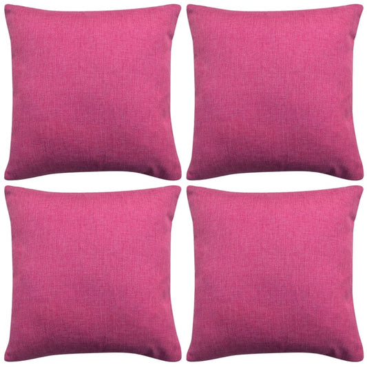 vidaXL Cushion Covers 4 pcs Linen-look Pink 80x80 cm