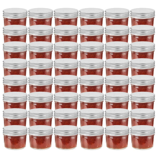 vidaXL Glass Jam Jars with Silver Lids 48 pcs 110 ml