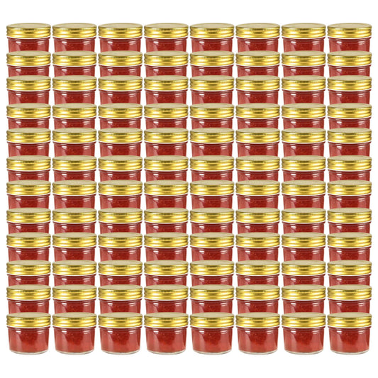 vidaXL Glass Jam Jars with Gold Lid 96 pcs 110 ml