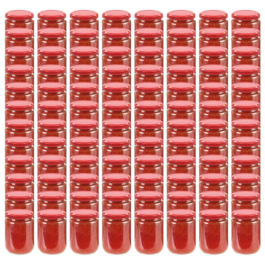 vidaXL Glass Jam Jars with Red Lid 96 pcs 230 ml