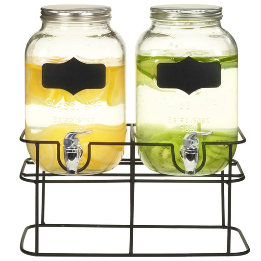 vidaXL Beverage Dispensers 2 pcs with Stand 2 x 4  L Glass