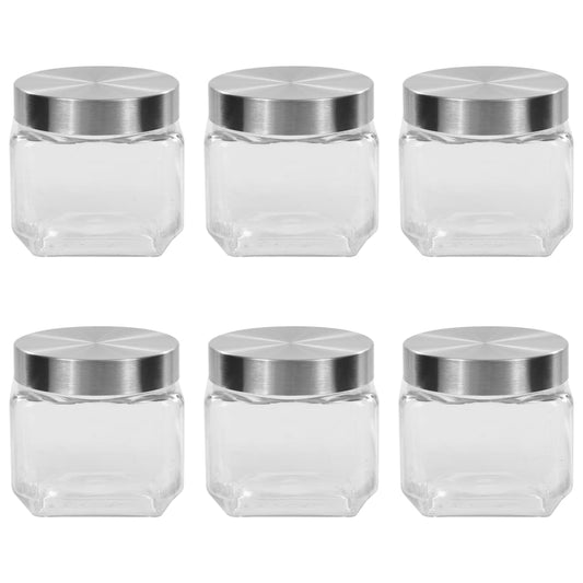 vidaXL Storage Jars with Silver Lid 6 pcs 800 ml