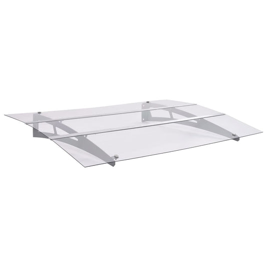 vidaXL Door Canopy Silver and Transparent 150x90 cm PET