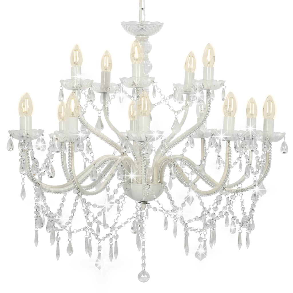 vidaXL Chandelier 2-layer White 15 x E14 Bulbs