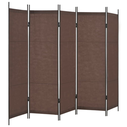 vidaXL 5-Panel Room Divider Brown 250x180 cm