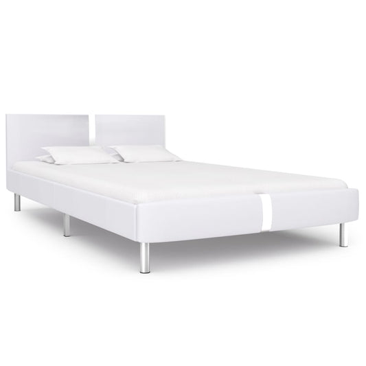 vidaXL Bed Frame White Faux Leather 135x190 cm 4FT6 Double