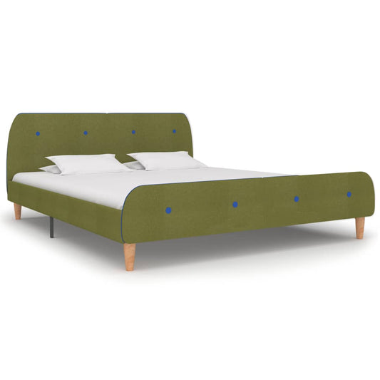 vidaXL Bed Frame Green Fabric 150x200 cm 5FT King Size
