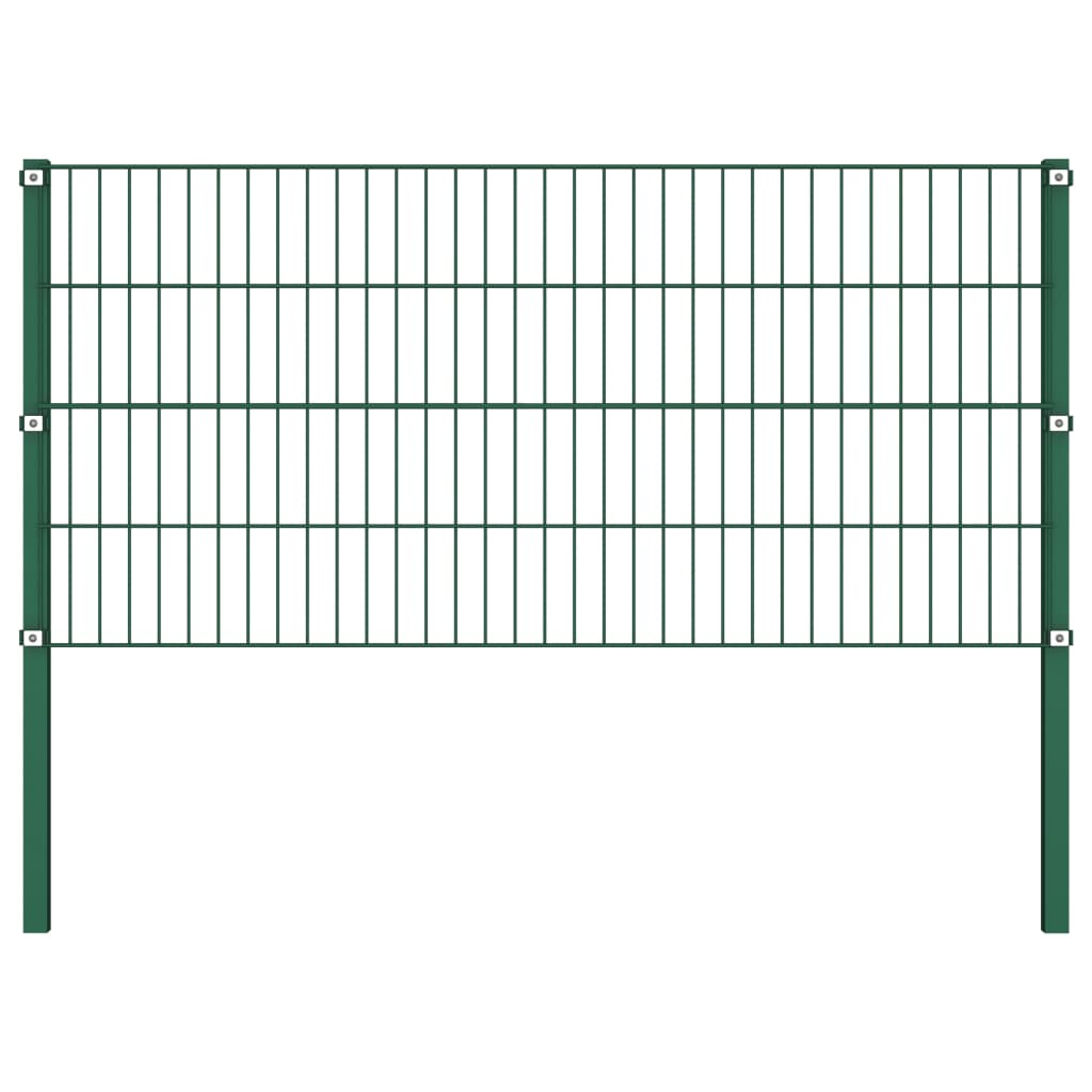vidaXL Fence Panel with Posts Iron 1.7x0.8 m Green